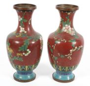 A pair of Chinese cloisonne baluster vases,