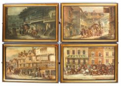 A set of four coaching prints including The Cock Tavern, Gloucester Coffee House,
