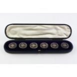 A set of six late Victorian silver pierced buttons, in fitted box, hallmarked for Birmingham,