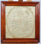 An early 19th century silk map sampler,