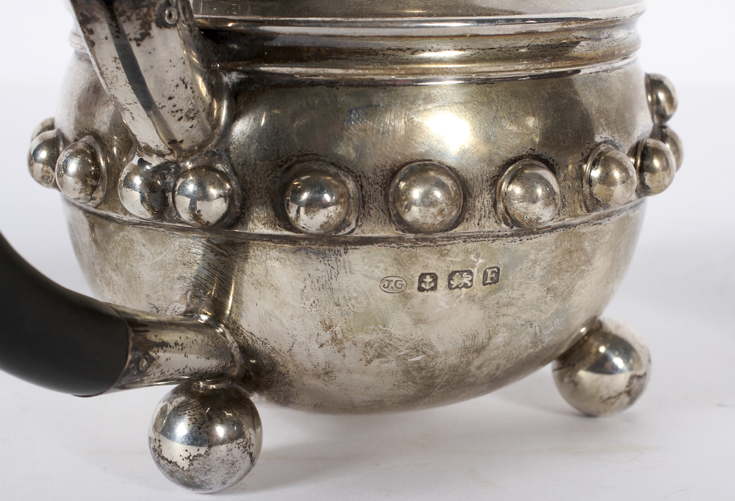 A silver batchelars three piece tea set, moulded on the Glastonbury bowl, of rounded form. - Image 2 of 2