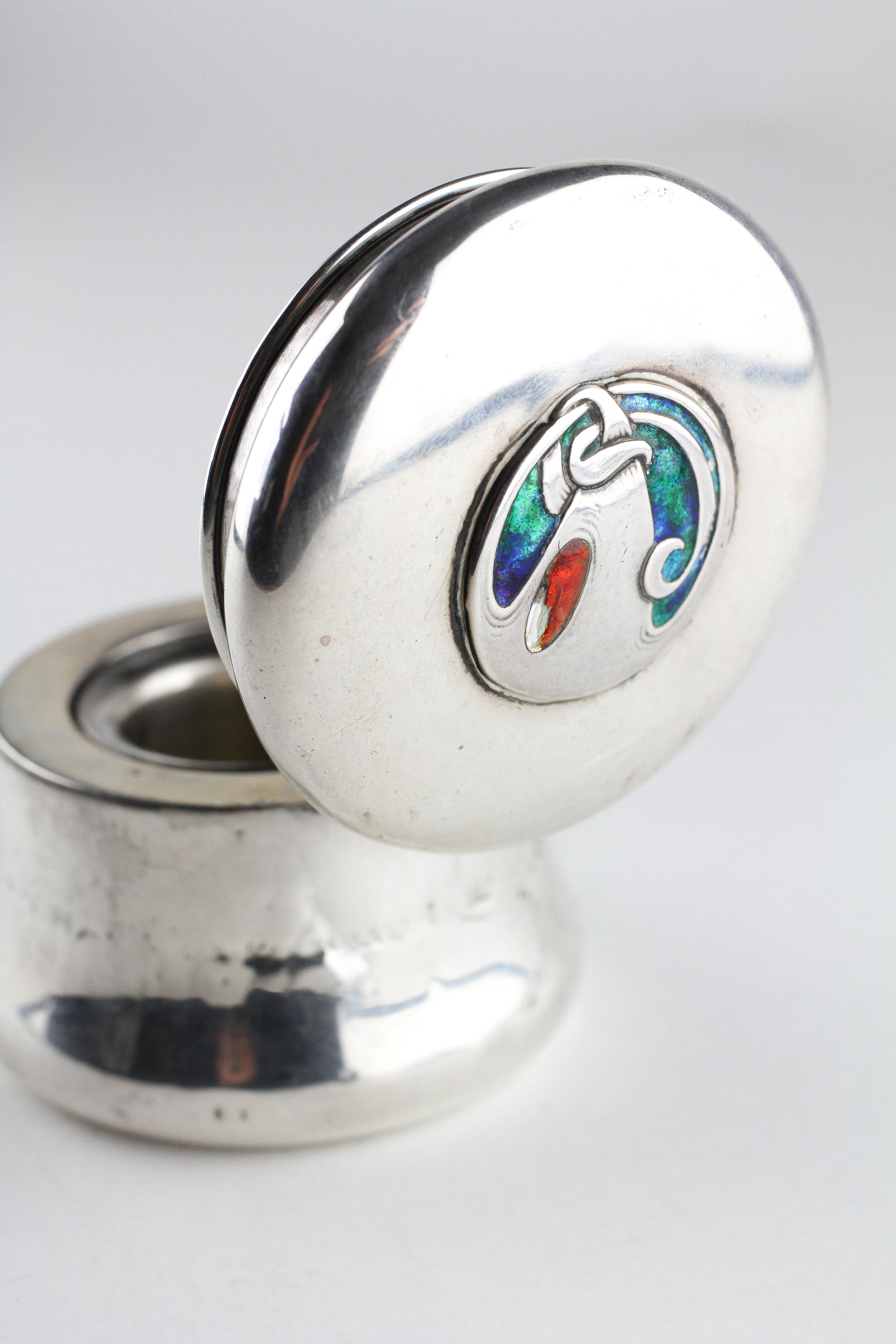 A Liberty & Co silver and enamel "Cymric" inkwell designed by Archibald Knox, - Image 2 of 4