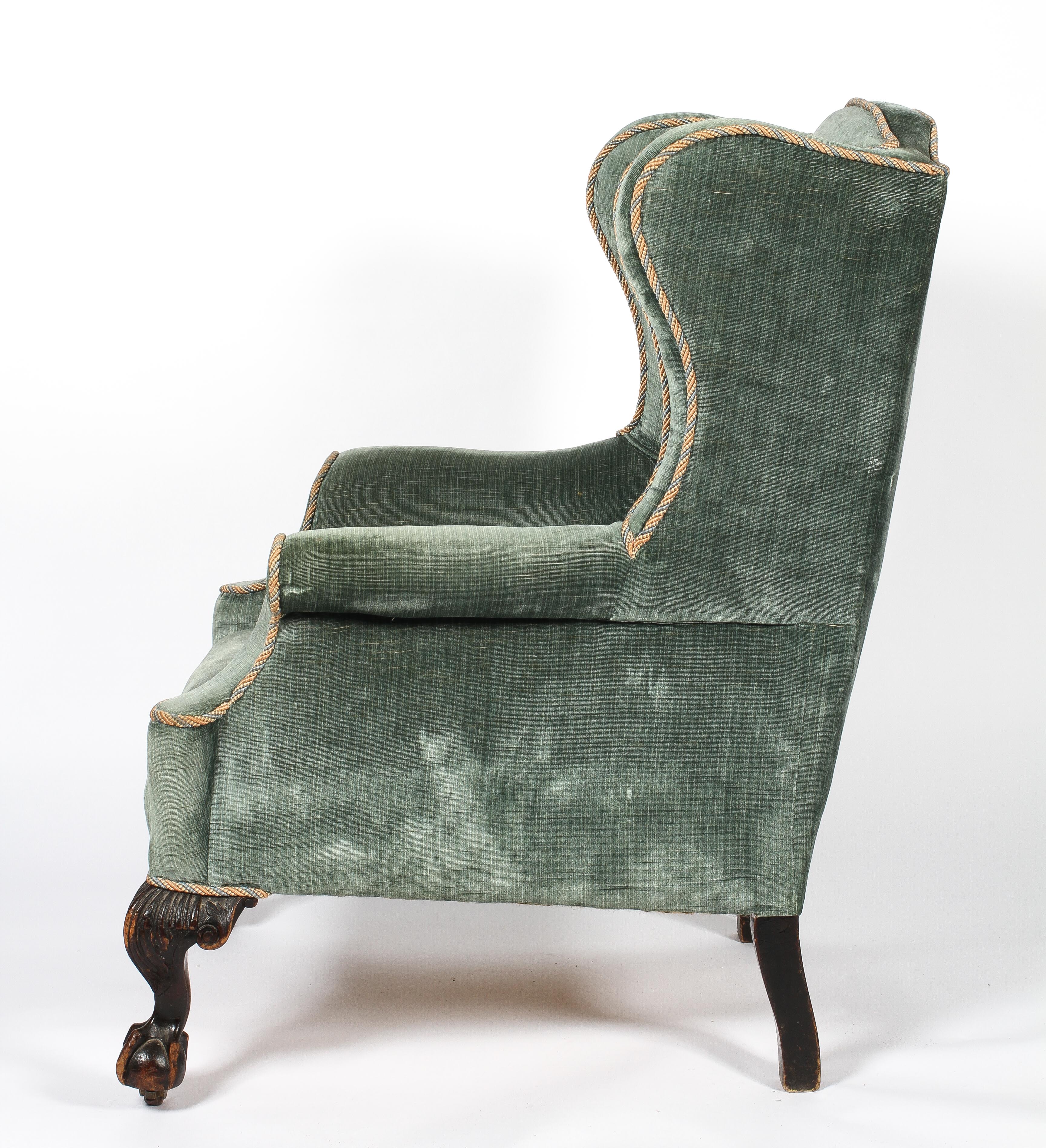 A George II style wing back armchair, 19th century, - Image 2 of 2