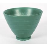 A Keith Murray for Wedgwood matt green ribbed pottery bowl, 16 cm high.
