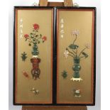 A pair of chinese hardstone flower pictures,