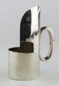 An unusual Edwardian silver nightlight holder, with single handle to one side,