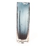 A Whitefriars style vase, of slender textured form in blue/grey glass,