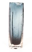 A Whitefriars style vase, of slender textured form in blue/grey glass,