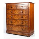 A Victorian walnut veneered chest of drawers, circa 1880,