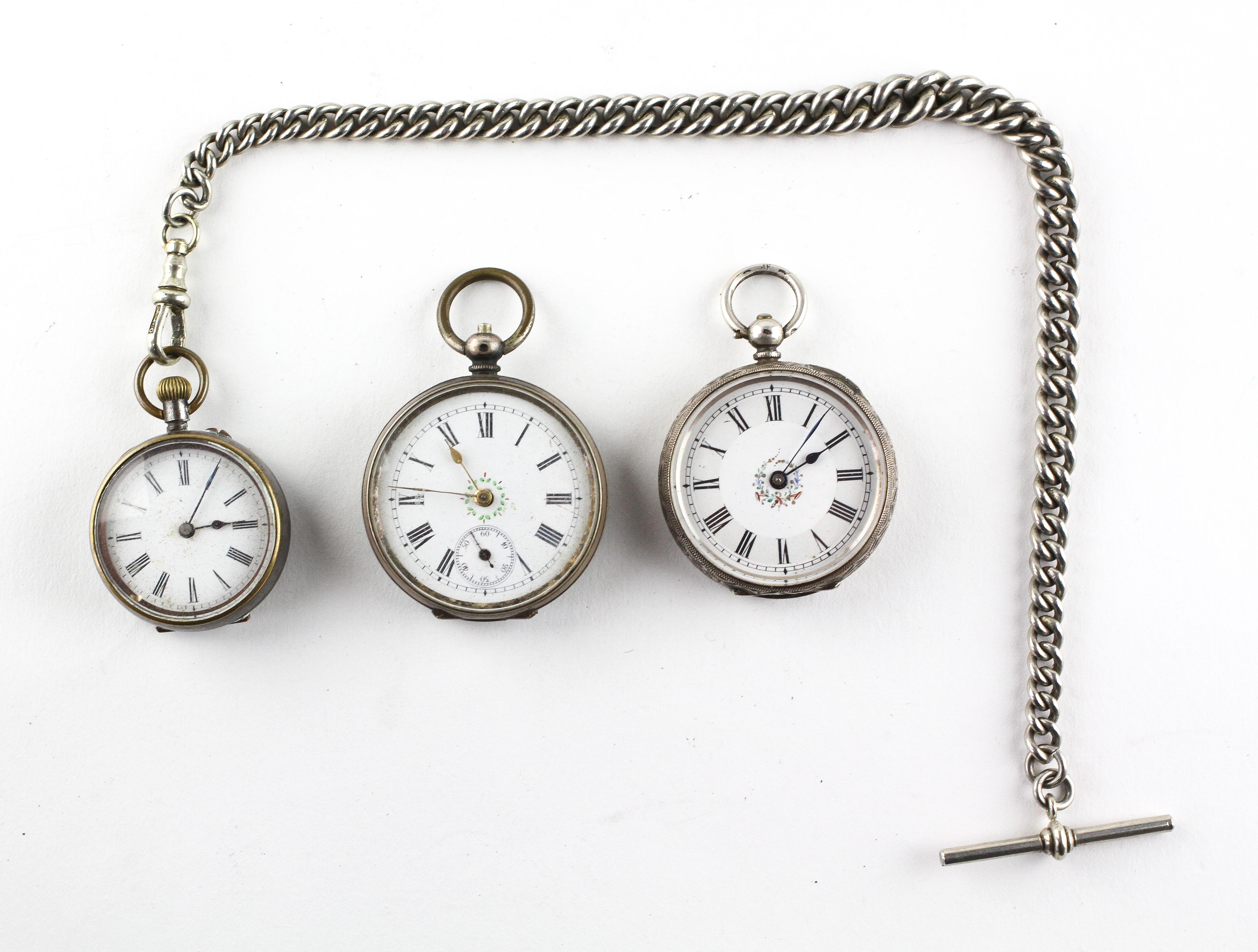 silver 0.935 open face pocket watch together with two base metal pocket watches - Image 2 of 2