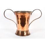 A large cooper two-handled flared cylindrical plant pot and liner, late 19th/early 20th century,