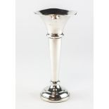 A silver posy vase, Birmingham 1973, of trumpet shape,