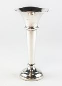 A silver posy vase, Birmingham 1973, of trumpet shape,