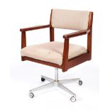A mid to later 20th century office chair, in the manner of Hillcrest, with a teak frame,