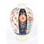 A Worcester Tea Canister, circa 1770, ovoid with Warmstry fluting, in the Queens or Japan pattern,