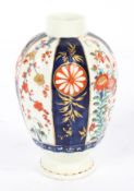 A Worcester Tea Canister, circa 1770, ovoid with Warmstry fluting, in the Queens or Japan pattern,