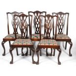 A set of five Chippendale style mahogany century chairs, late 19th century,