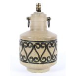 A large 20th century vintage Italian Alvino Bagni lamp base, with incised scroll decoration,