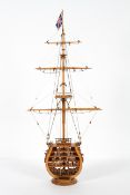 Coupe Victory 1765, a handmade cross section of Nelson's flagship, surmounted by the Union Flag,