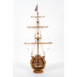 Coupe Victory 1765, a handmade cross section of Nelson's flagship, surmounted by the Union Flag,