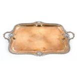 A Victorian Sheffield silver plated tray, of shaped rectangular form,