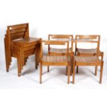 Eight Gordon Russell oak inter-locking church chairs, together with one similar,