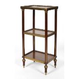 A mahogany and brass small tiered side table, late 19th/early 20th century,