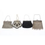 Four vintage evening bags, early to mid 20th century,
