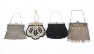 Four vintage evening bags, early to mid 20th century,