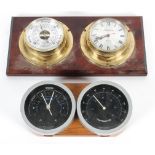 A Short and Mason wooden mounted wall barometer and thermometer,