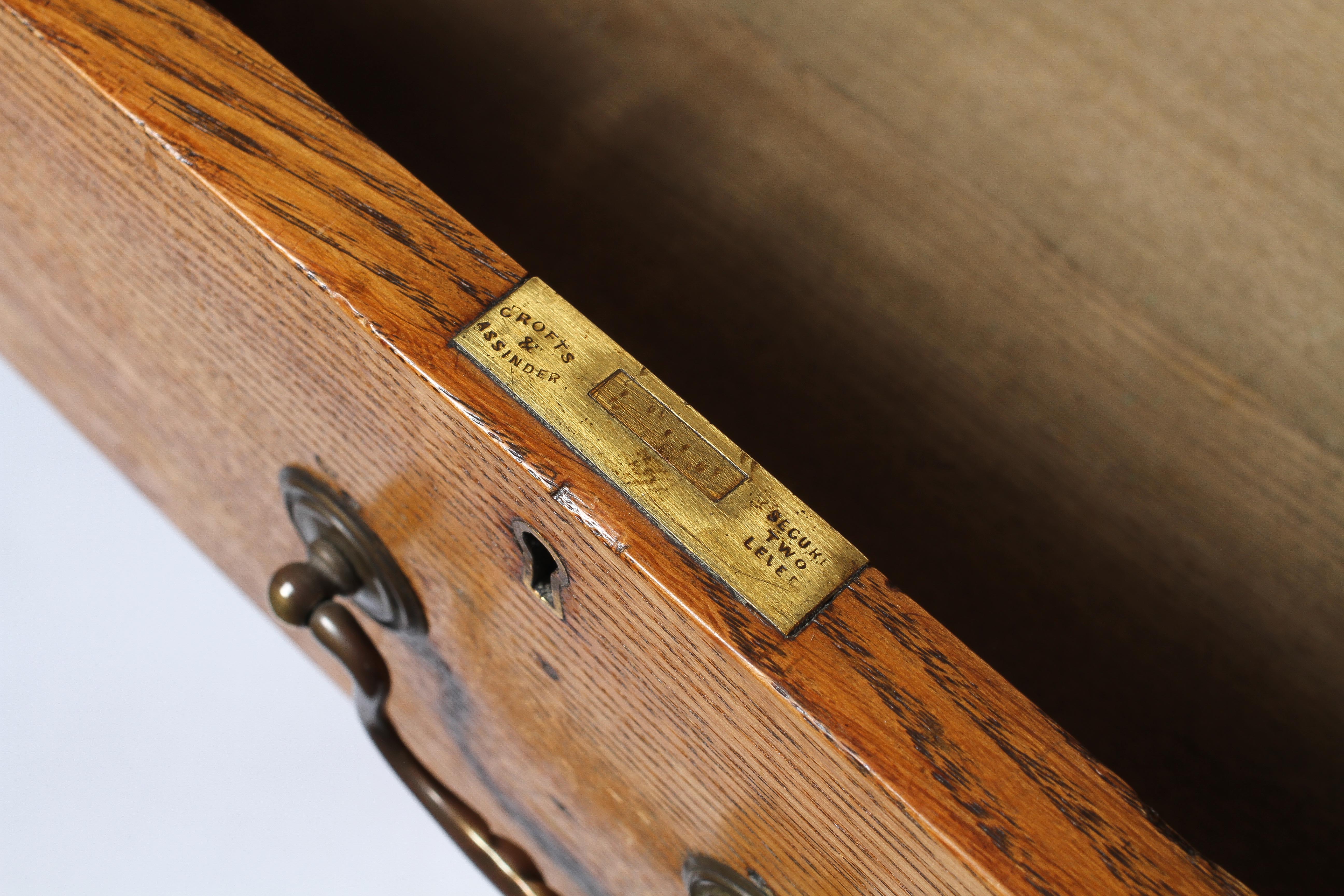 A large oak partner's desk, early 20th century, inset with green leather top, - Image 5 of 7