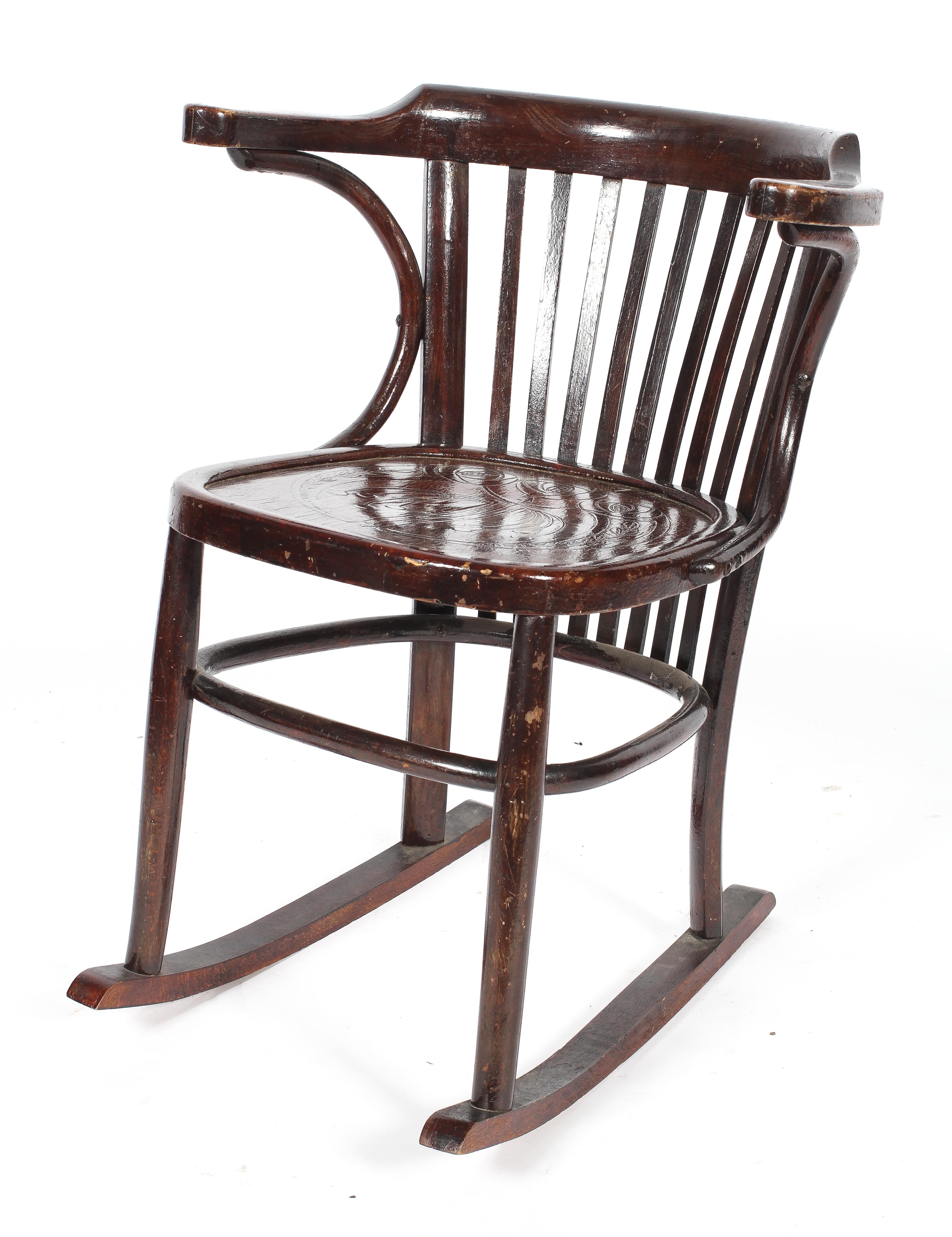 An Art Nouveau style bentwood rocking chair,