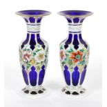 A pair Bohemian style glass vases, of baluster form,