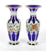 A pair Bohemian style glass vases, of baluster form,