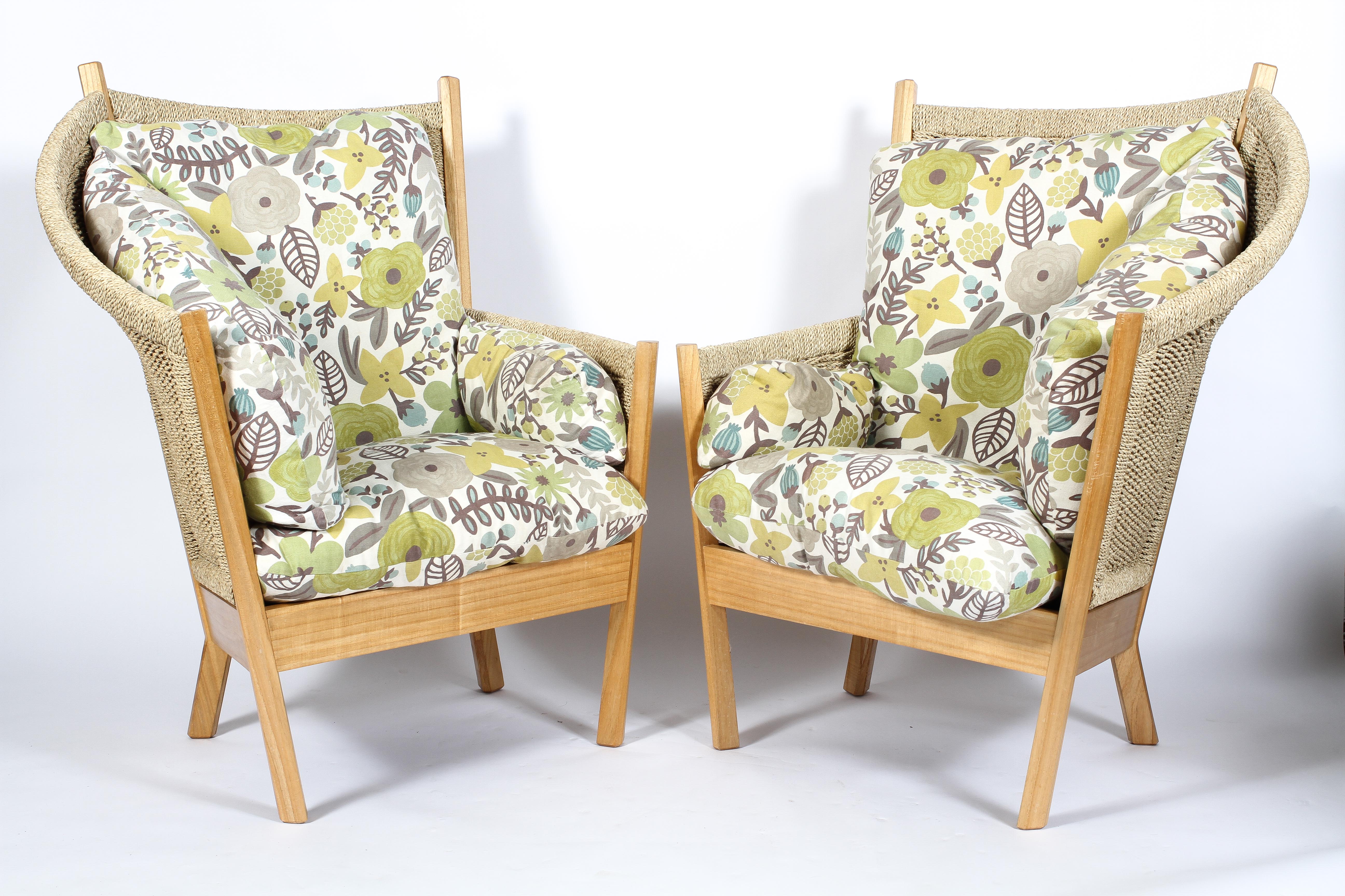 A pair of Semarang contemporary conservatory lounge chairs made by The Fair Trade Company - Image 2 of 2