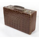 A leather faux crocodile ladies dressing case, 15cm high x 18cm wide x 45cm deep.