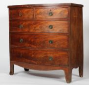 A 19th century mahogany bow fronted chest of drawers,
