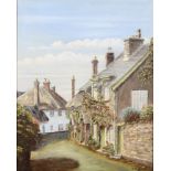 AM Sweet, Cottage street scene, oil on canvas, signed and dated lower right,