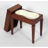 A 19th century mahogany commode/bidet, with Wedgwood stoneware bowl, 51cm high, 55cm wide,