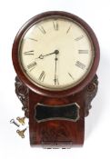 A late 19th century wall clock with fusee movement,