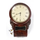 A late 19th century wall clock with fusee movement,