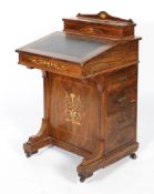 A Victorian rosewood marquetry davenport, circa 1880,