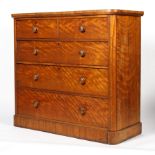 A Victorian satin birch chest of drawers, circa 1880,
