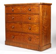 A Victorian satin birch chest of drawers, circa 1880,