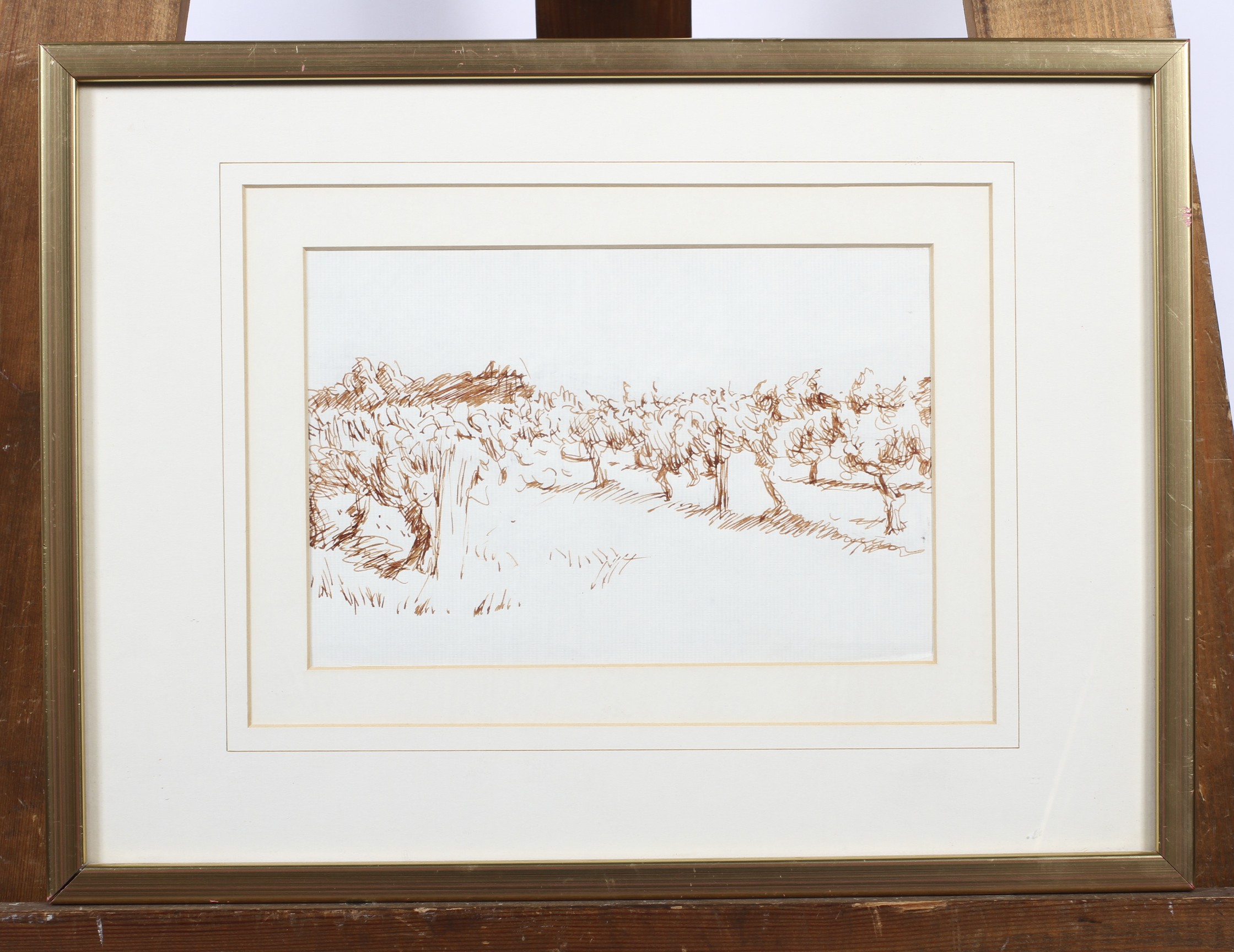 19th century Continental school, a pen and ink study of a Vineyard, - Image 2 of 5