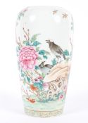 A late 19th Chinese Famille Rose porcelain vase, adapted as a table lamp,