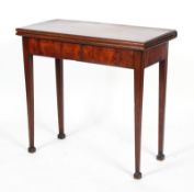 A George III mahogany fold out tea table, of rectangular section,