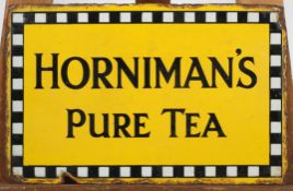 A vintage 'Horniman's Pure Tea' enamel sign,