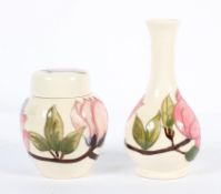 Two Moorcroft 'Magnolia' pattern vases, 20th century, printed and impressed marks,