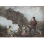 After George Morland, The Fern Gatherers, a 19th century mezzotint,